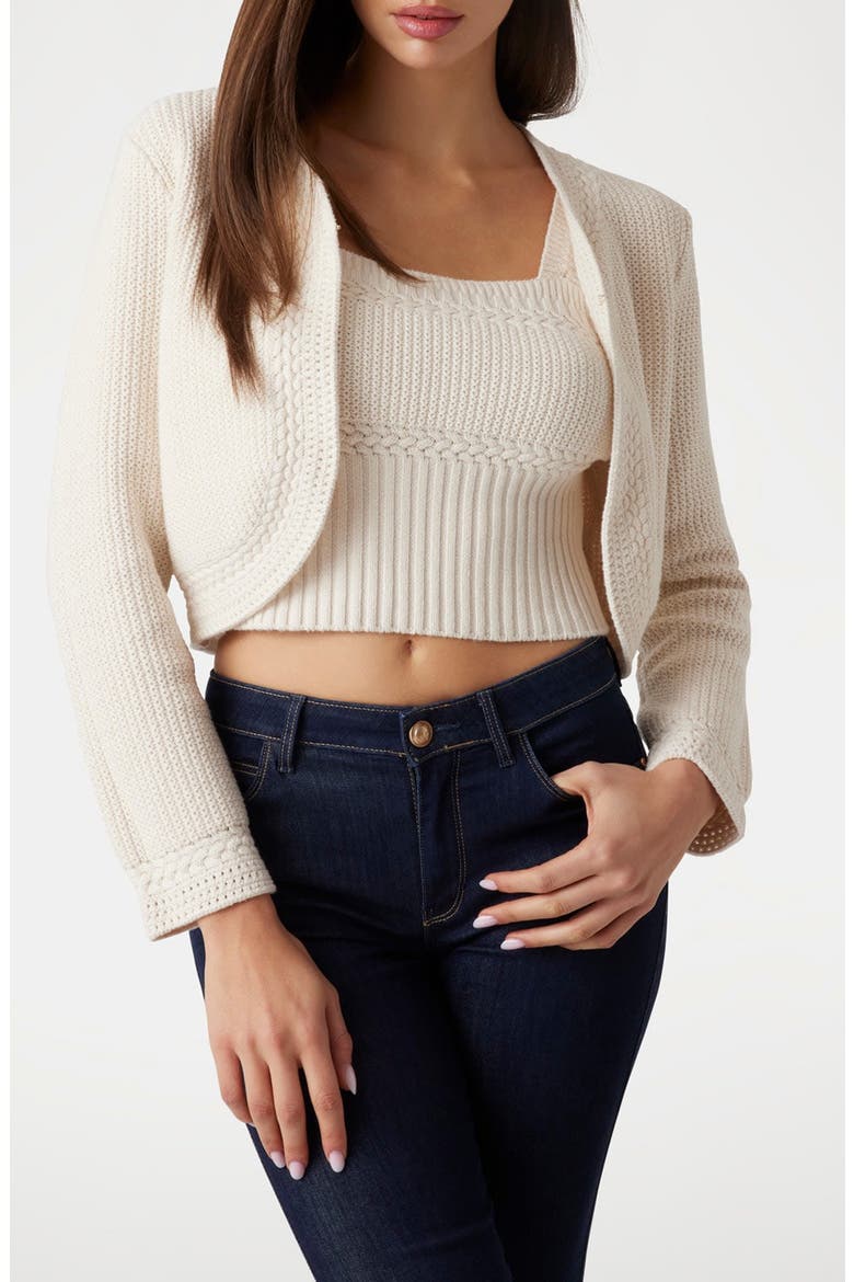 Erynn Mix Stitch Crop Cardigan, Main, color, BEIGE