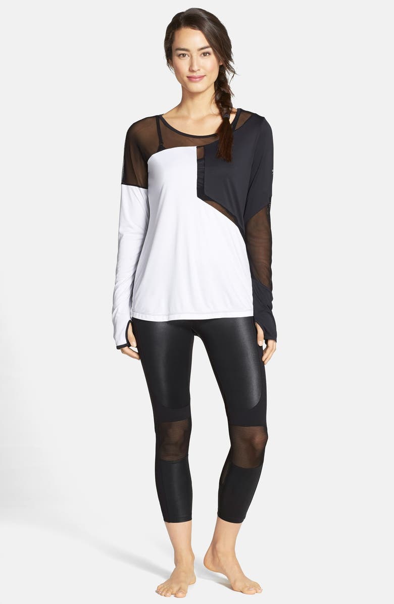 SPLITS59 'Matrix Noir' Mesh Inset Capris, Alternate, color,