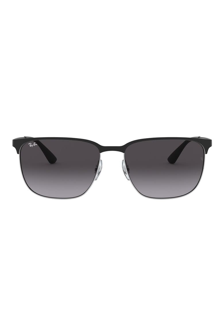 59mm Gradient Square Sunglasses, Main, color, BLACK SILVER