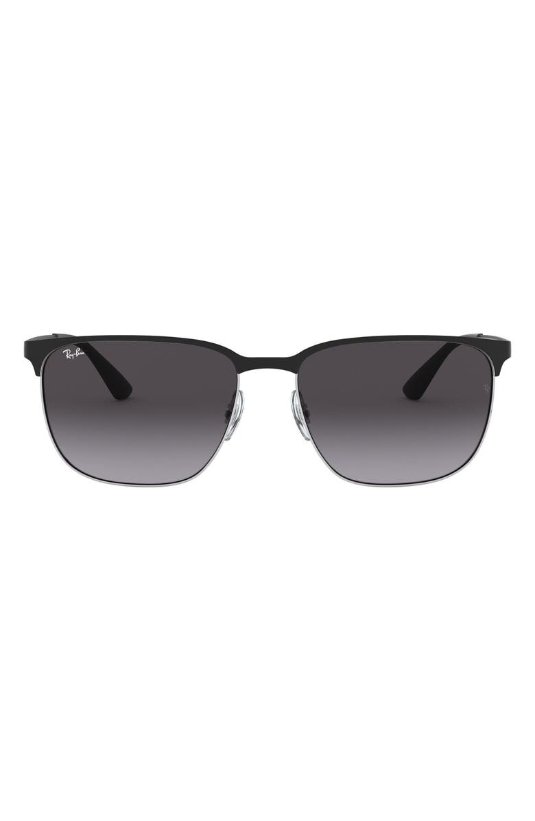 Ray-Ban 59mm Gradient Square Sunglasses, Main, color, Black Silver