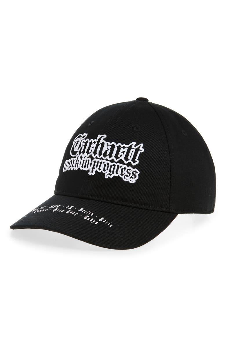 Carhartt Work In Progress World Tour Baseball Cap, Main, color, Black / White
