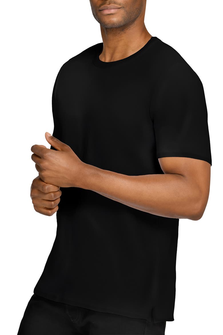Asher Black Slub Stretch Cotton & Modal T-Shirt, Alternate, color, BLACK