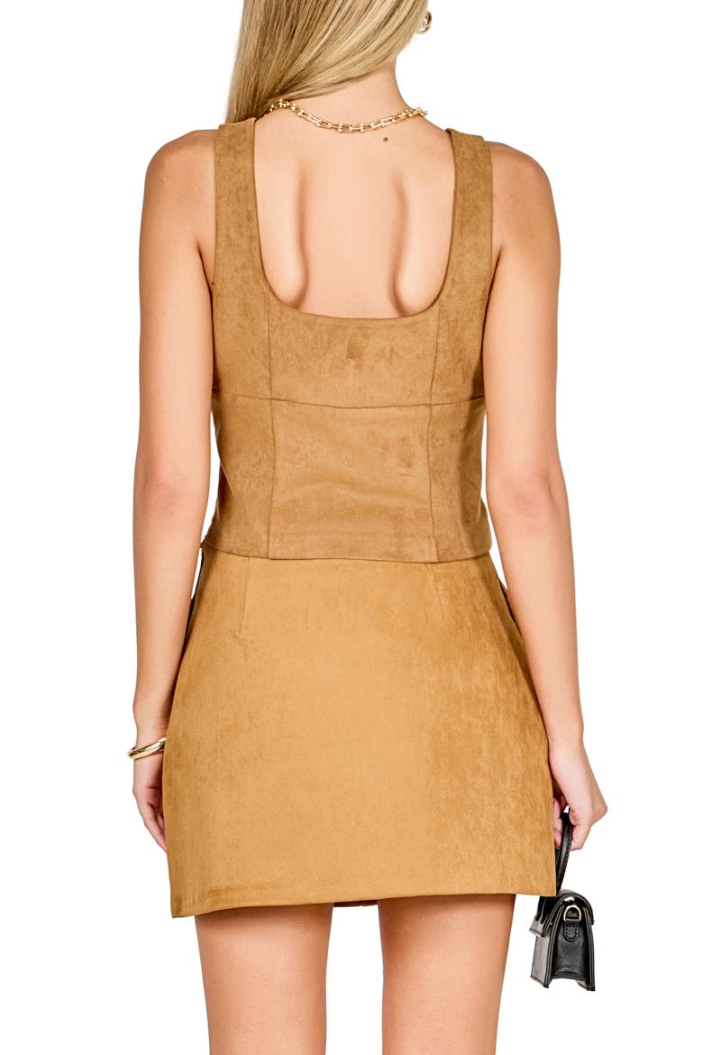 Faux Suede Sleeveless Top, Alternate, color, TAN