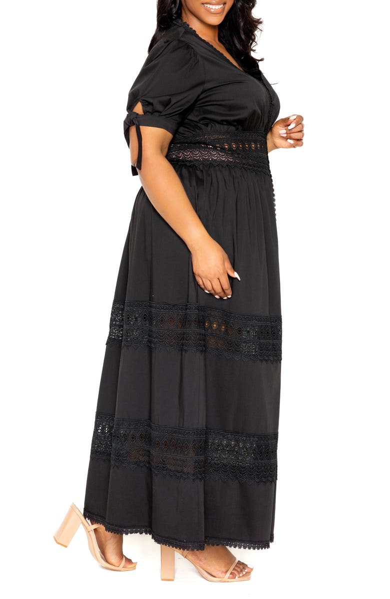 BUXOM COUTURE Eyelet Embroidered Puff Sleeve Maxi Dress, Alternate, color,