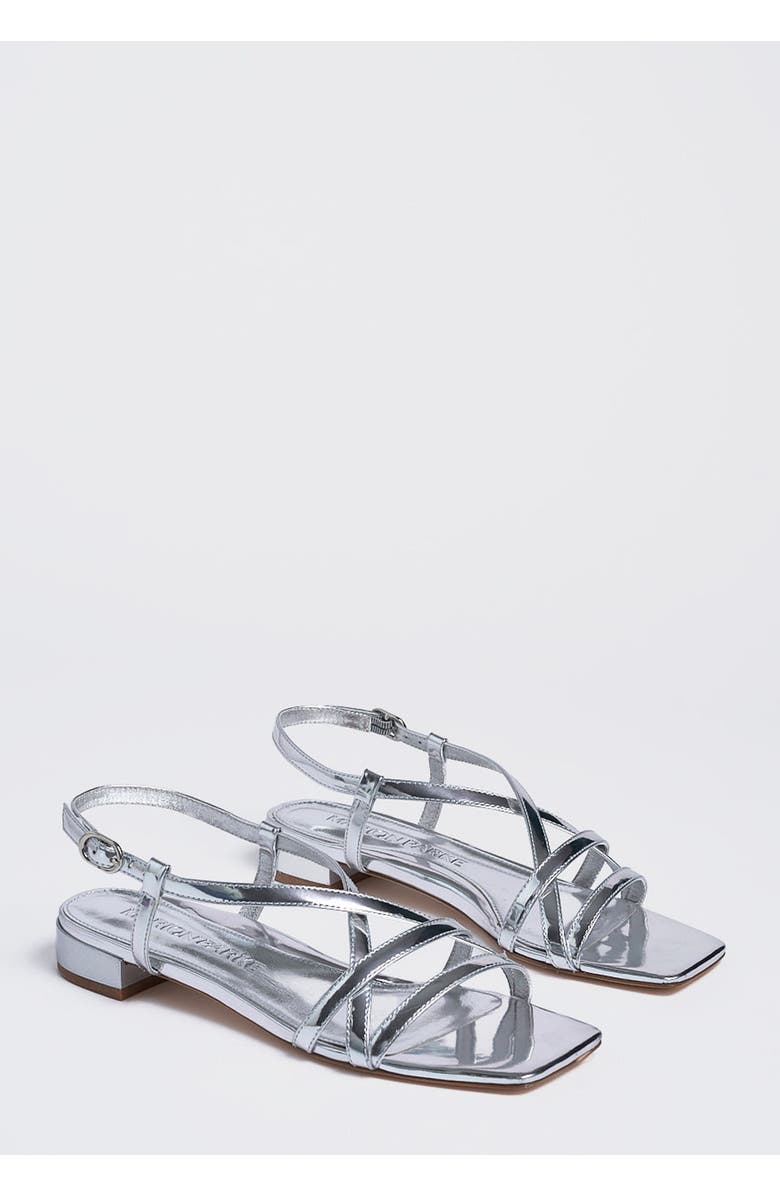 MARION PARKE Sabine Flat | Mirrored Leather, Alternate, color, Silver