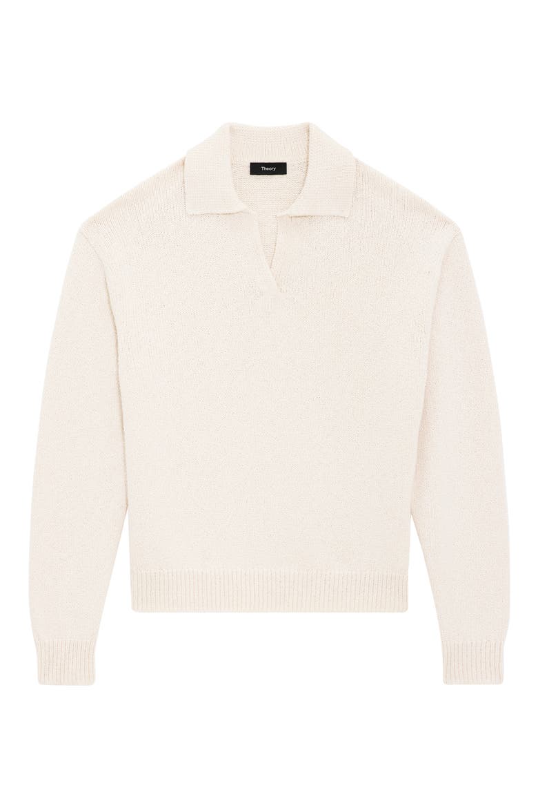 Cotton & Wool Polo Sweater, Alternate, color, OFF WHITE