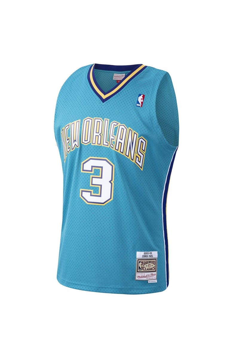 Mitchell & Ness Men's Mitchell & Ness Chris Paul Teal New Orleans Hornets 2005-06 Hardwood Classics Swingman Jersey, Alternate, color, 