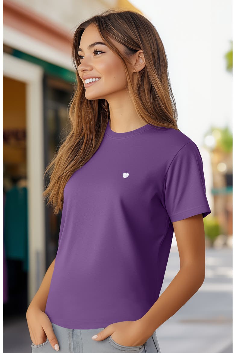 Womens Lil Heart Jersey Relaxed Tee, Alternate, color, Purple