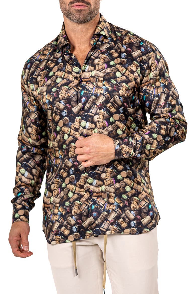 Fibonacci Marthyr 0243 Contemporary Fit Button-Up Shirt, Alternate, color, BLACK