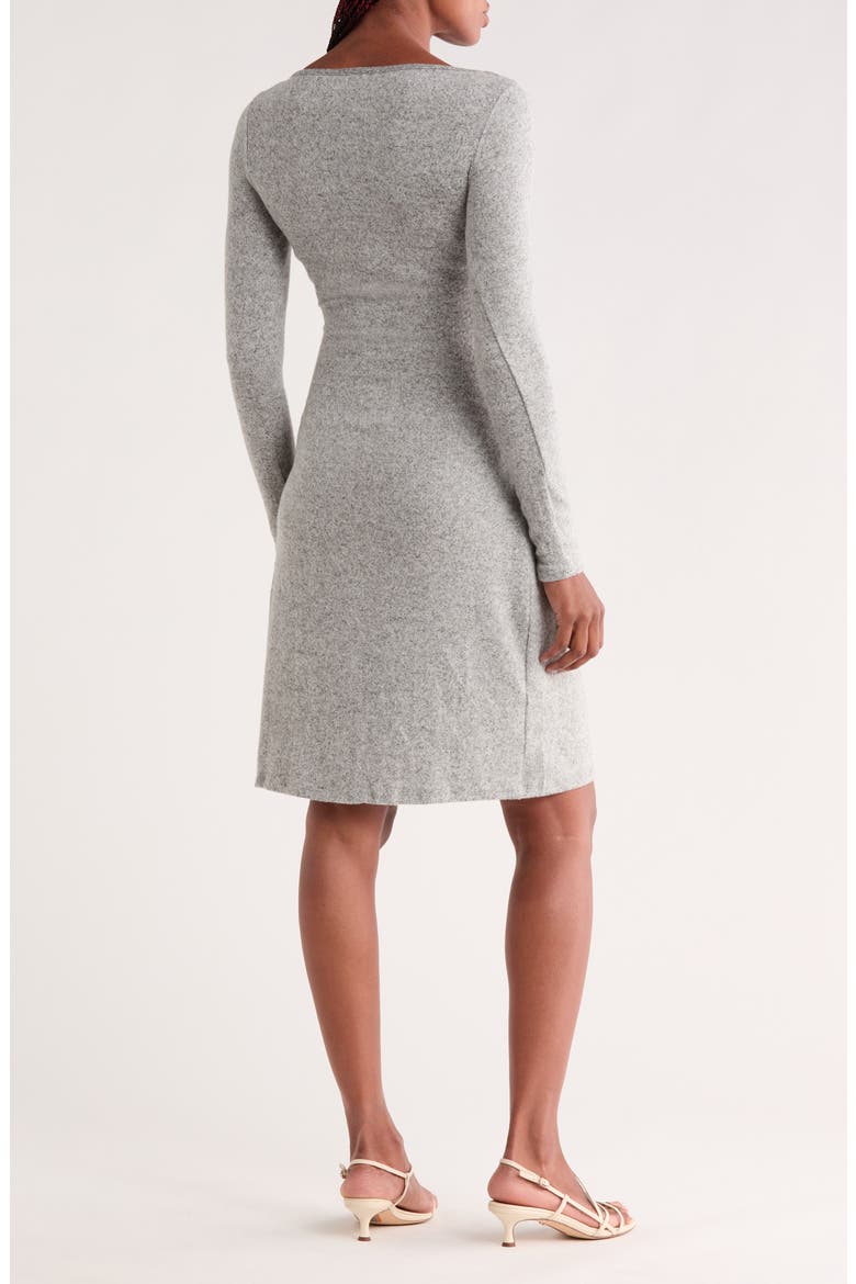 Long Sleeve Wrap Style Dress, Alternate, color, TWO TONE BLACK