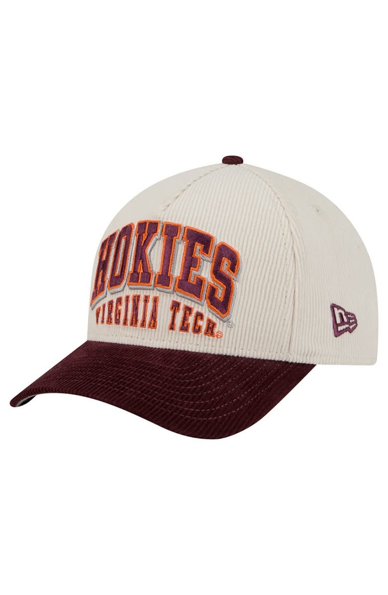 New Era Men's New Era Maroon/Cream Virginia Tech Hokies Arch Two-Tone Corduroy 9FORTY A-Frame Adjustable Hat, Main, color, Maroon