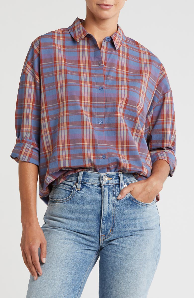 Melrose and Market Long Sleeve Button-Up Tunic Shirt, Main, color, 