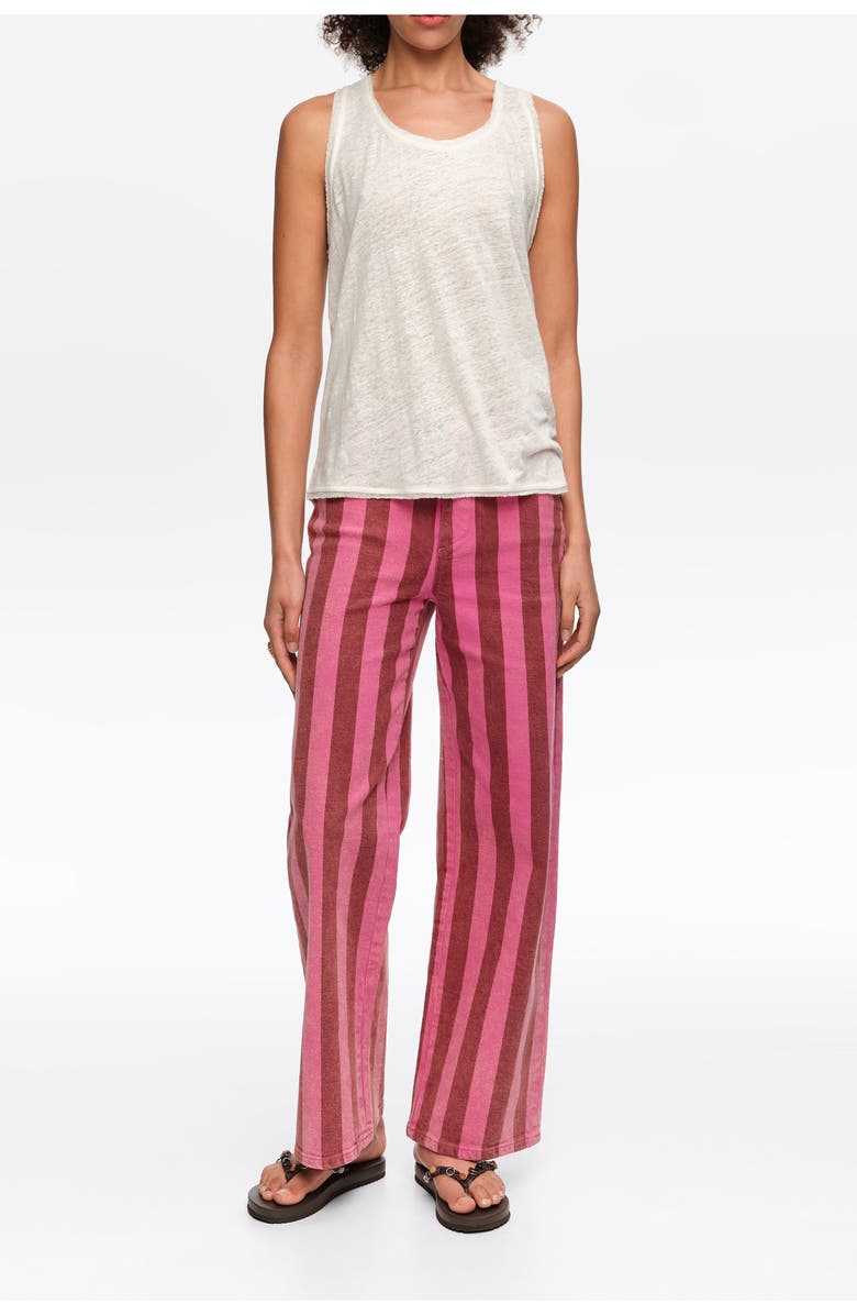 Bimba y Lola Low-Rise 5-Pocket -Striped Denim Trousers, Main, color, Pink