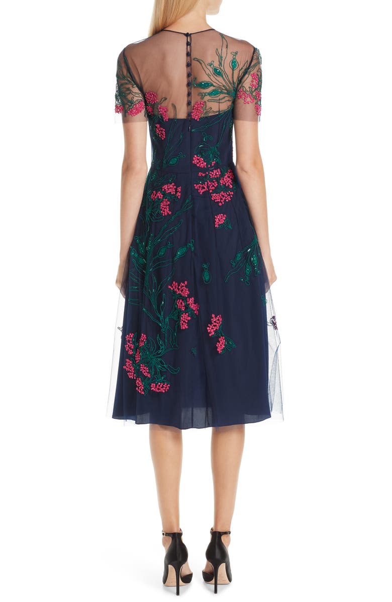 Carolina Herrera Floral Cocktail Dress, Alternate, color, 