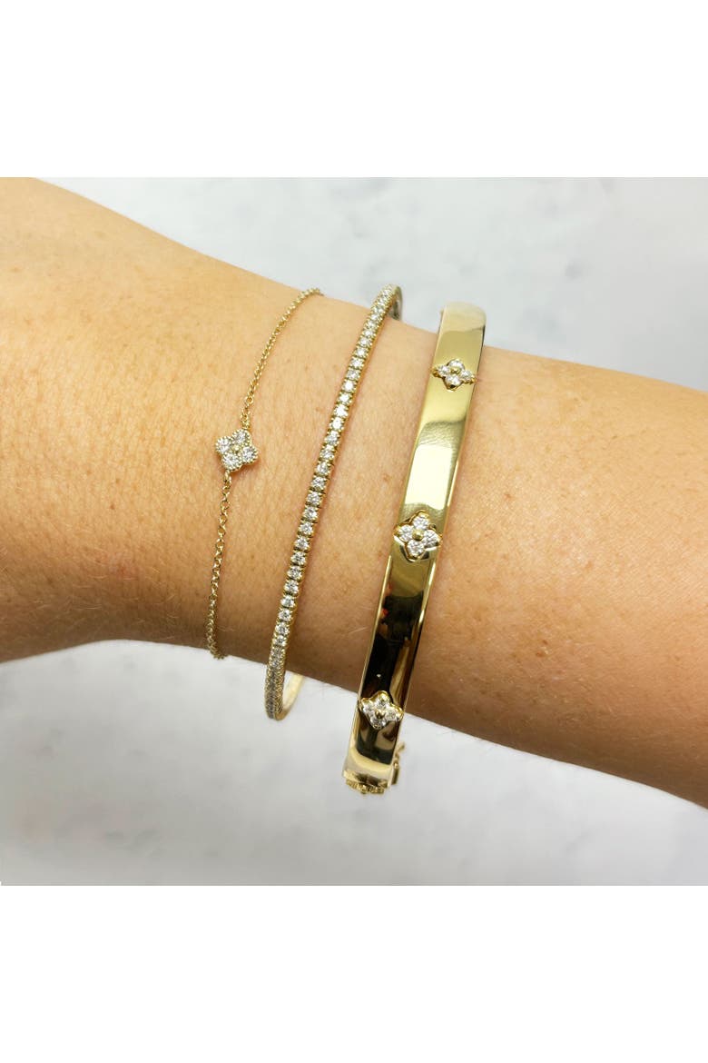Diamond Single Clover Bracelet, Alternate, color, Yellow Gold
