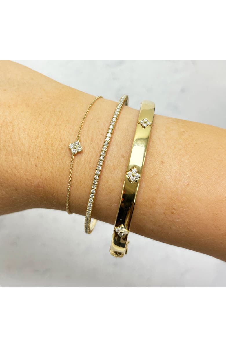 The Lovery Fine Jewelry Diamond Single Clover Bracelet, Alternate, color, Yellow Gold