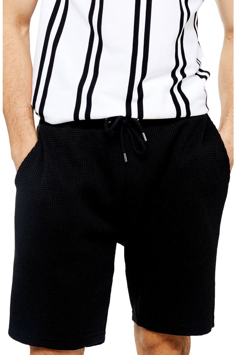 Classic Fit Waffle Knit Shorts, Main, color, BLACK