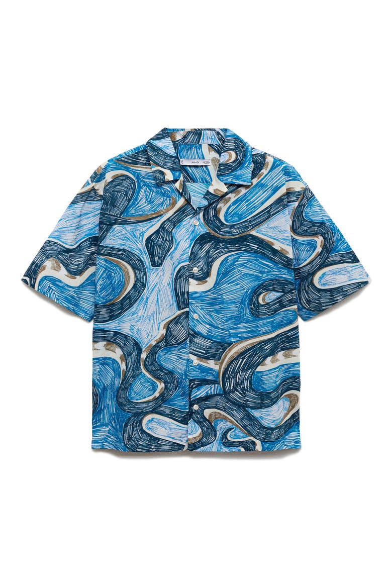 Regular Fit Print Camp Shirt, Alternate, color, BLUE