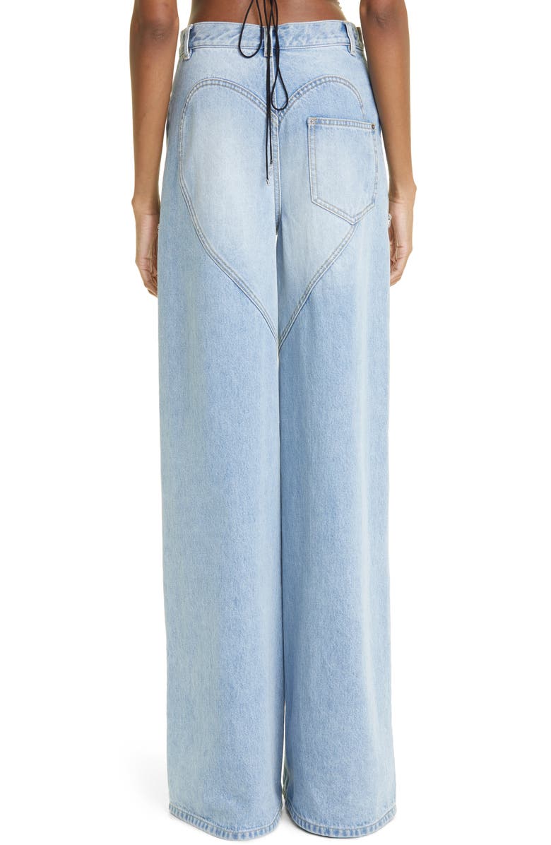 Area Crystal Slit Cotton Denim Wide Legs Jeans, Alternate, color, Light Blue