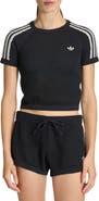 adidas Originals Open Stitch Short Sleeve Crop Sweater