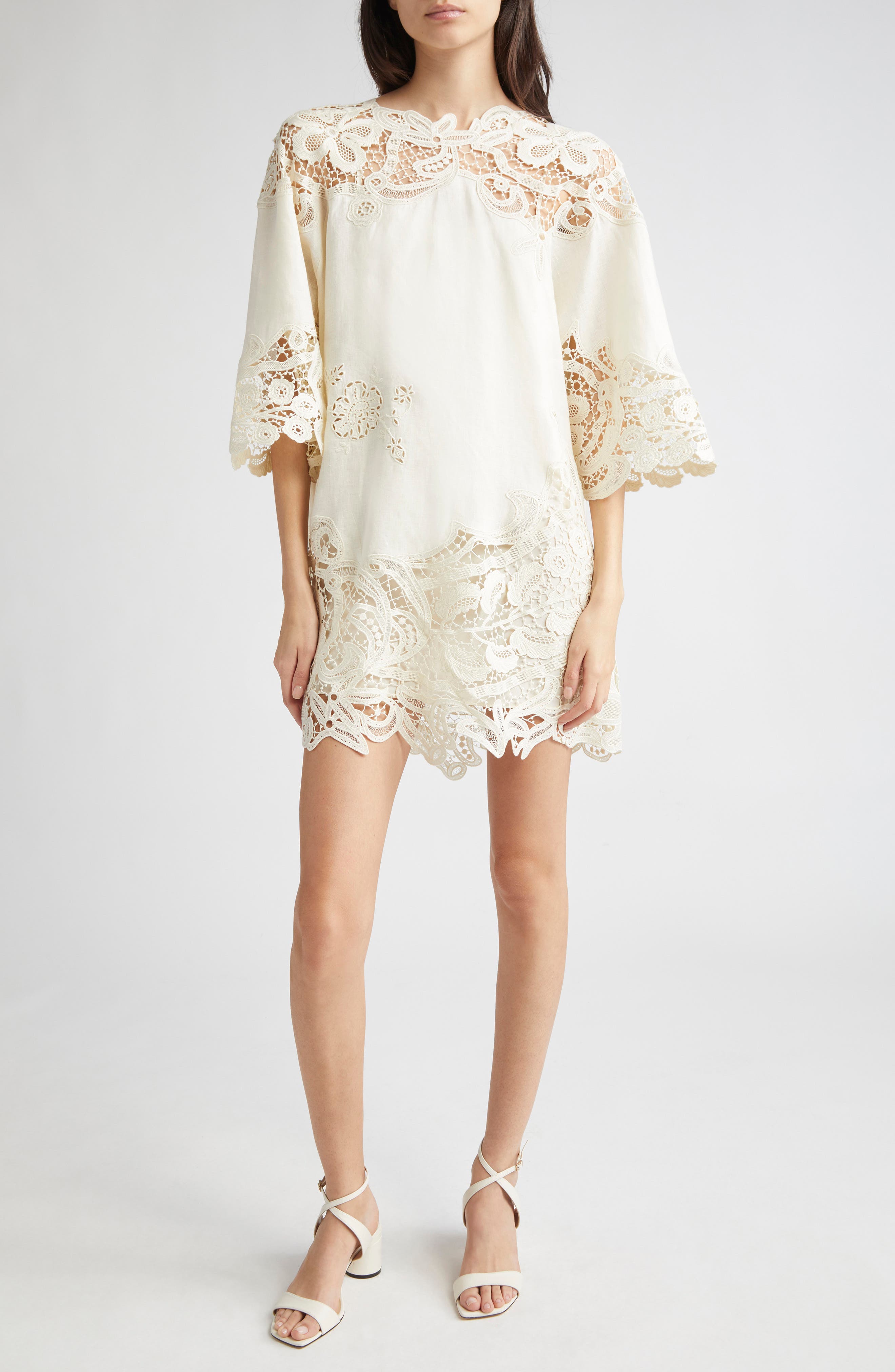 Ulla Johnson Brinna Lace Trim Linen Top