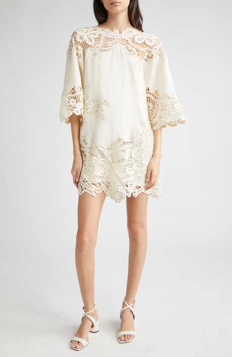 Brinna Lace Trim Linen Top