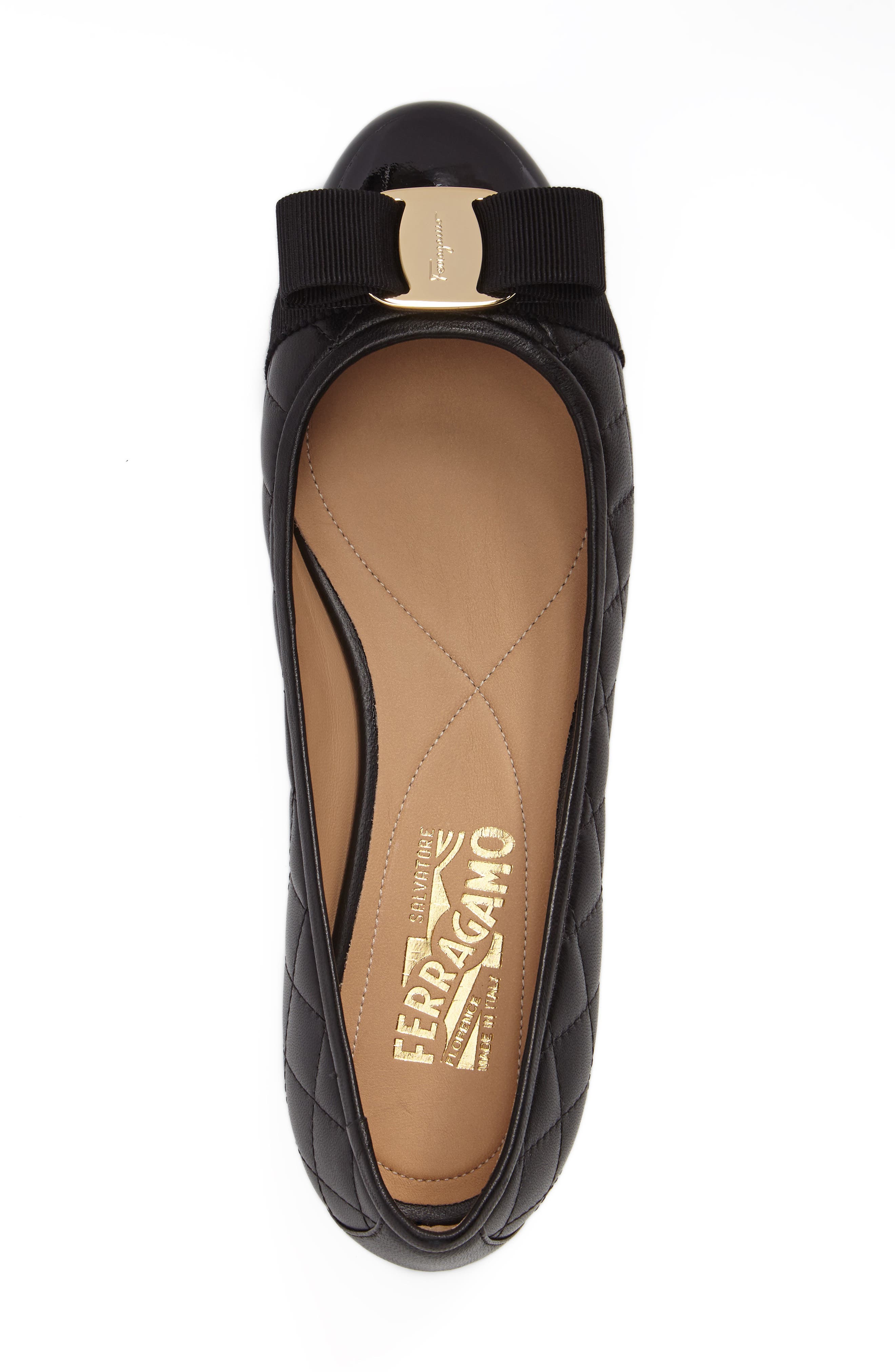 FERRAGAMO Salvatore Ferragamo Varina Q Quilted Flat, Alternate, color, Black Leather