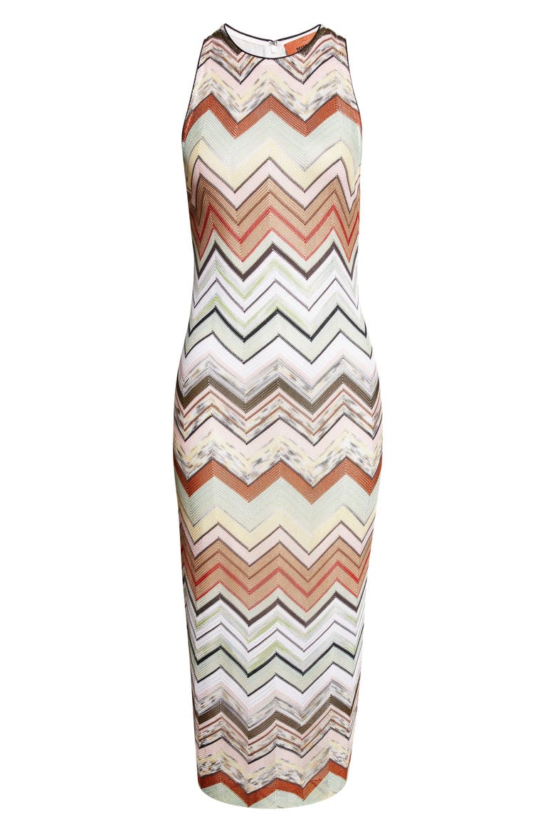 Zigzag Knit Midi Dress, Alternate, color, BEIGE ORANGE