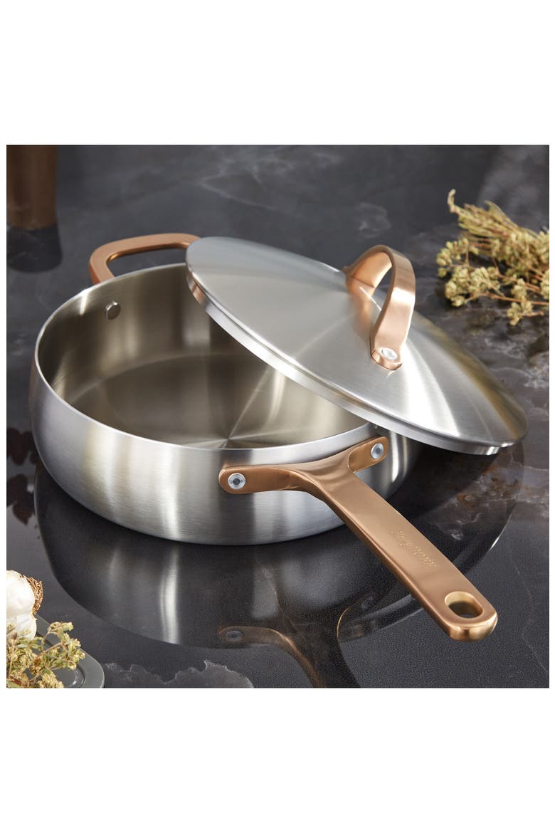 Belly Tri-Ply Stainless Steel 3-Quart Sauté Pan with Lid, Alternate, color, WARM BLUSH