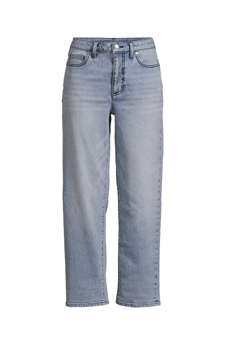 Lands' End Soft Denim Mid Rise Relaxed Straight Crop Jeans, Alternate, color, Harlow Blue Wash