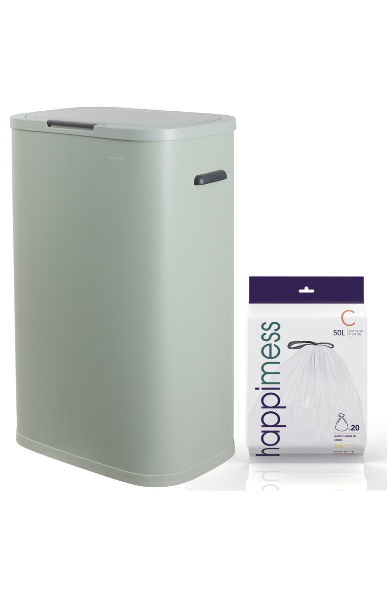 HAPPIMESS Tammi Kitchen 14.5-Gallon Slim Metal Push Button Trash Can, Main, color, Pistachio Gelato