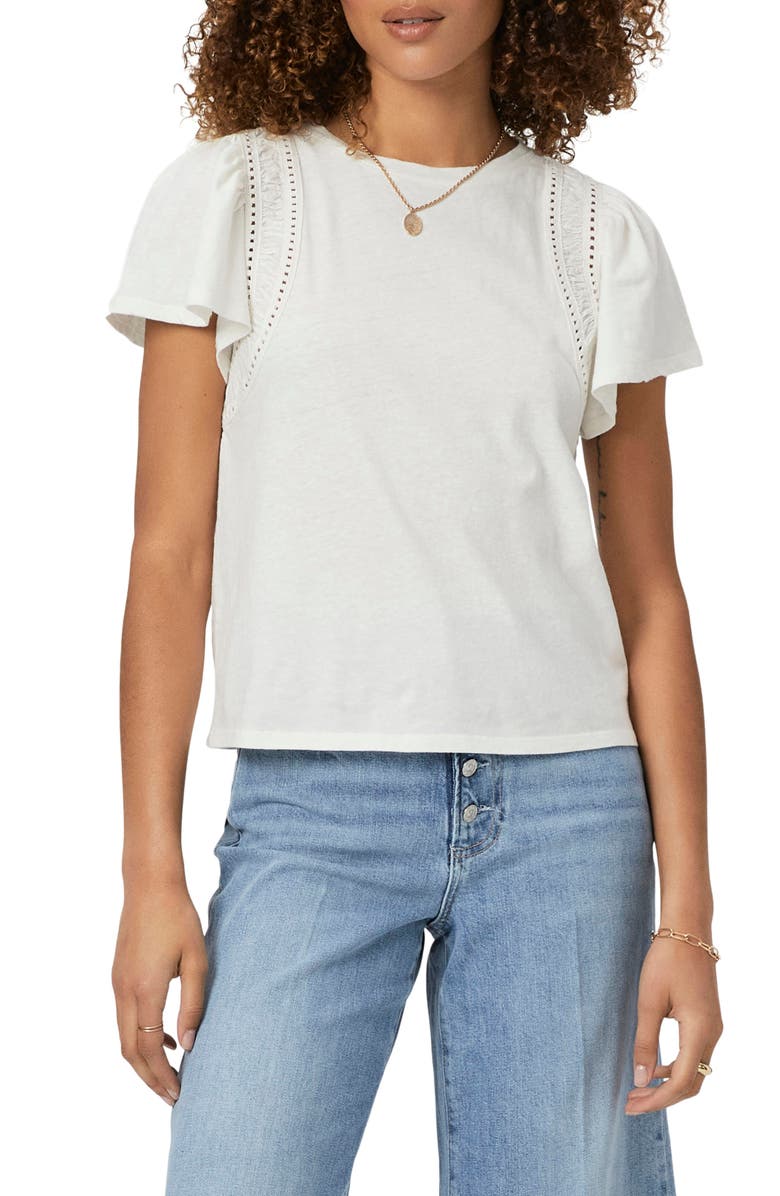 PAIGE Paisley Flutter Sleeve T-Shirt, Alternate, color, Offwhite