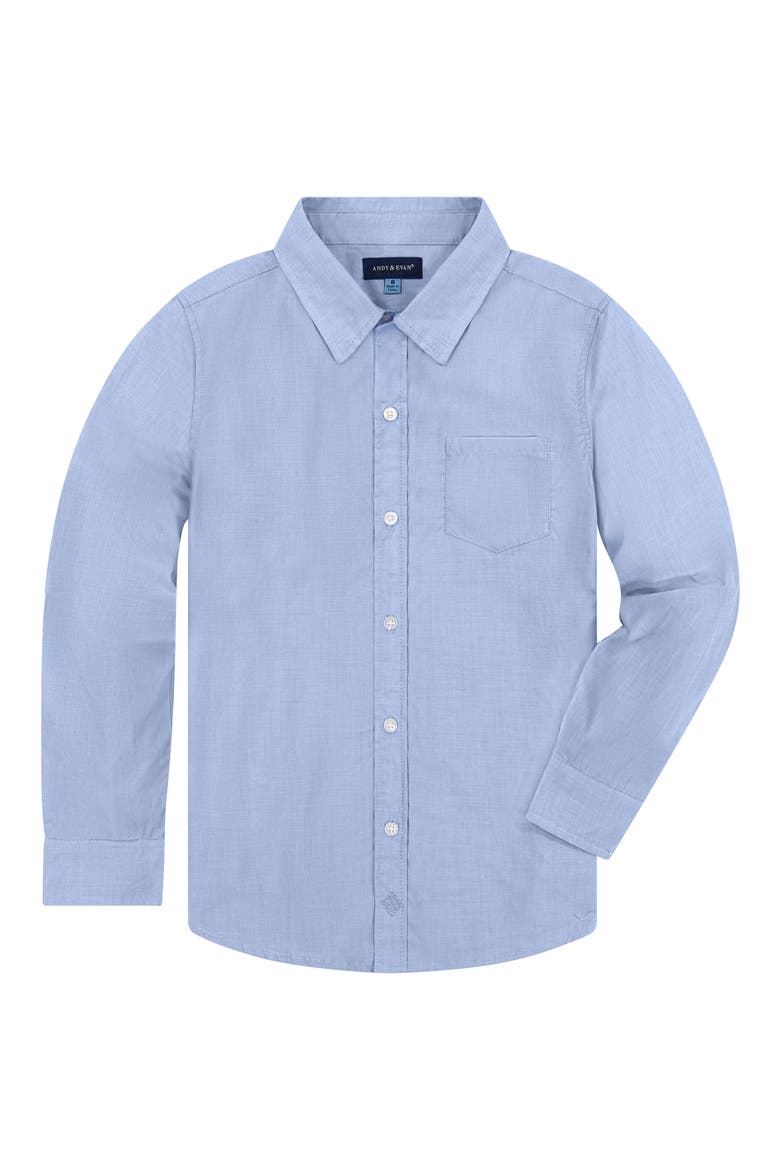 Kids' Cotton Button-Up Shirt, Alternate, color, MEDIUM BLUE