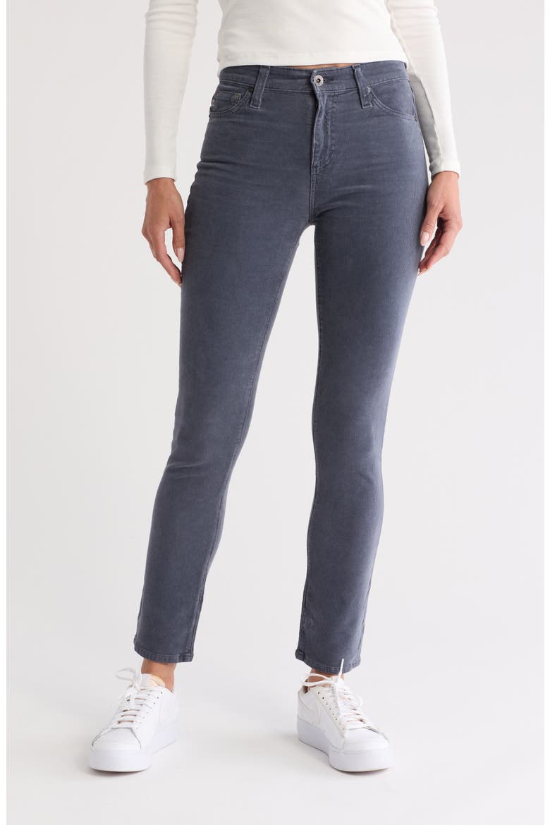 Mari High Waist Slim Ankle Straight Leg Corduroy Pants, Main, color, 1 YEAR SULFUR BLUE EXPRESS
