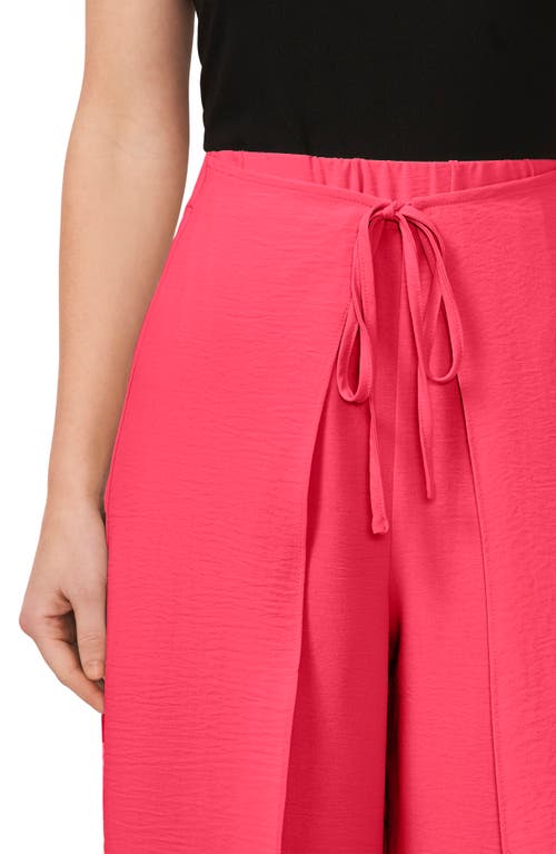 Shop Cece Tie Front Overlay Wide Leg Pants In Bright Geranium