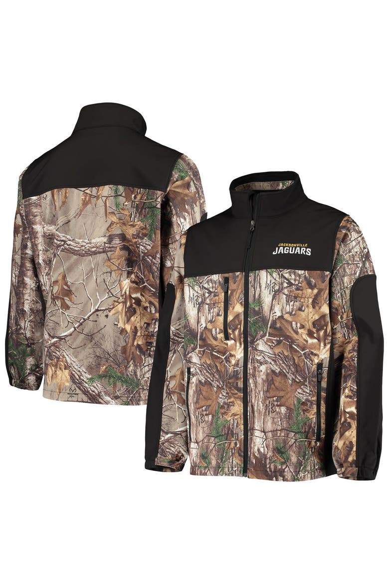 Men's Dunbrooke Realtree Camo/Black Jacksonville Jaguars Circle Hunter Softshell Full-Zip Jacket, Main, color, Realtree Camo