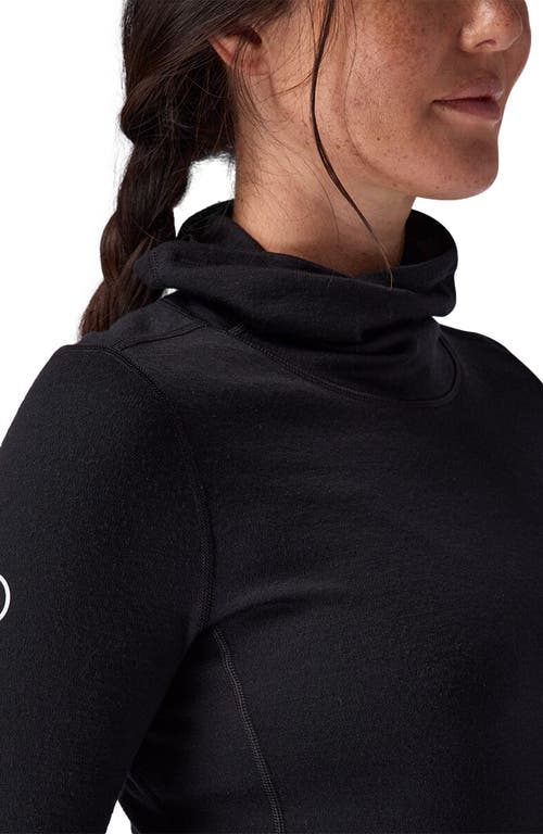 Backcountry Cedars Rws Merino Mid-wt Baselayer Funnel Neck Top In Black