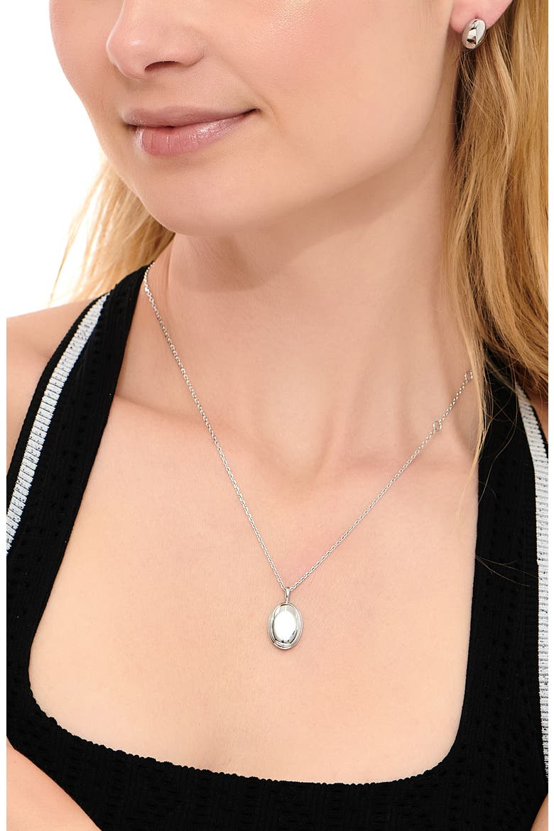 Contour Lined Dome Pendant Necklace, Alternate, color, SILVER