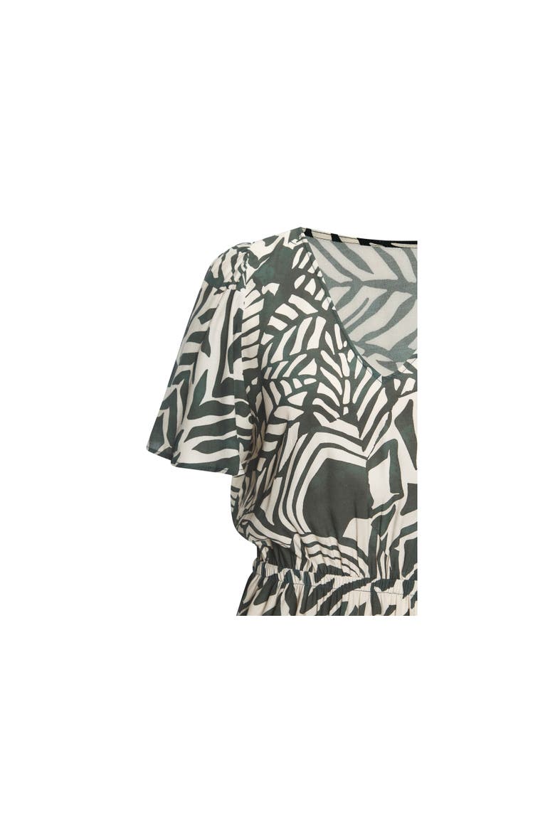 Print V-Neck Dress, Alternate, color, Green Ivory
