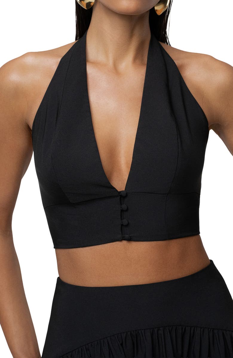 JLUXLABEL Haven Halter Crop Top & Maxi Skirt Set, Alternate, color, Black