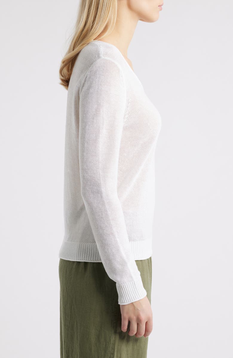 Tommy Bahama Cedar V-Neck Linen Sweater, Alternate, color, White