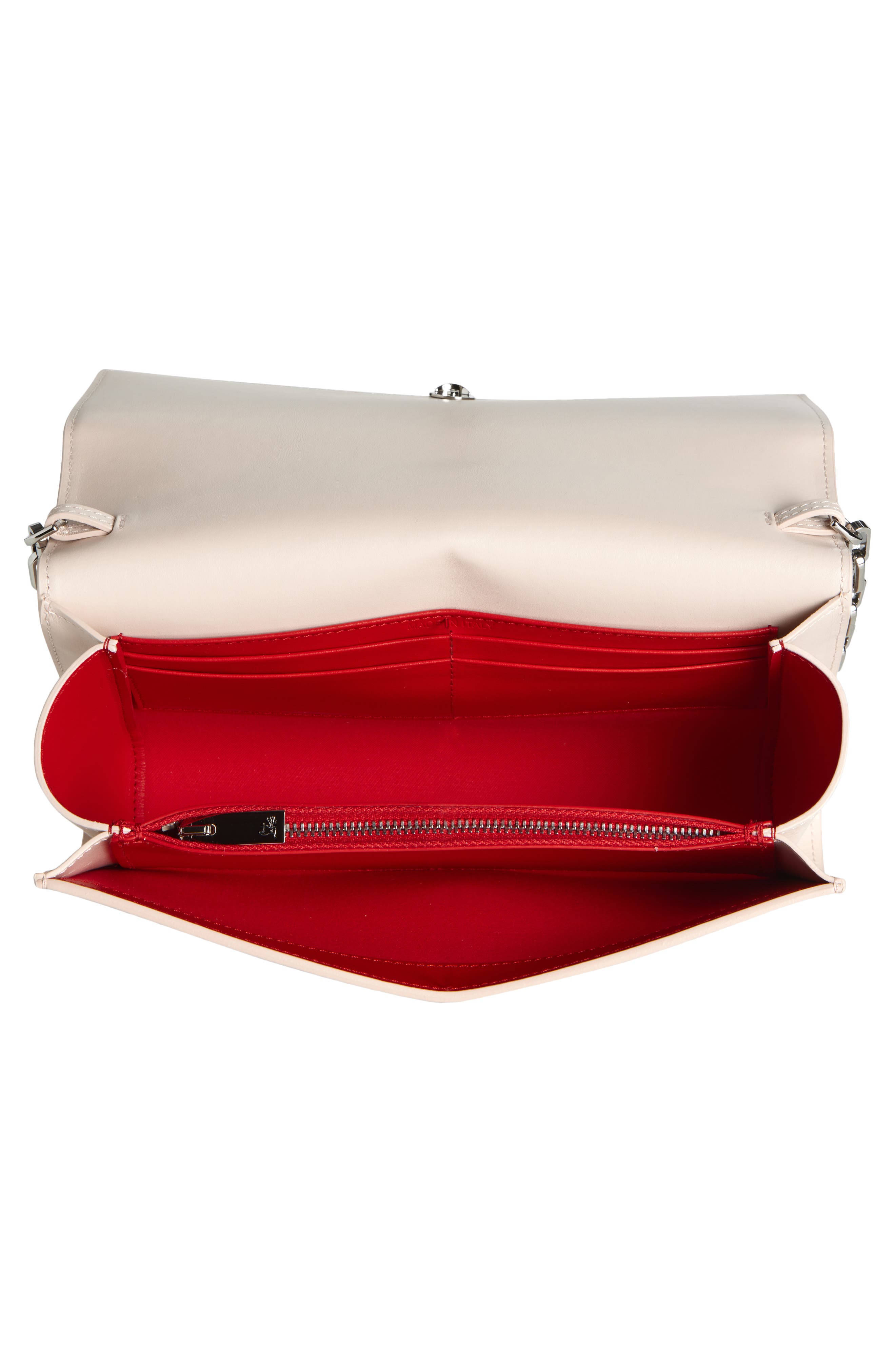 Christian Louboutin Paloma Studded Leather Clutch, Alternate, color, F609 Leche/ Multi