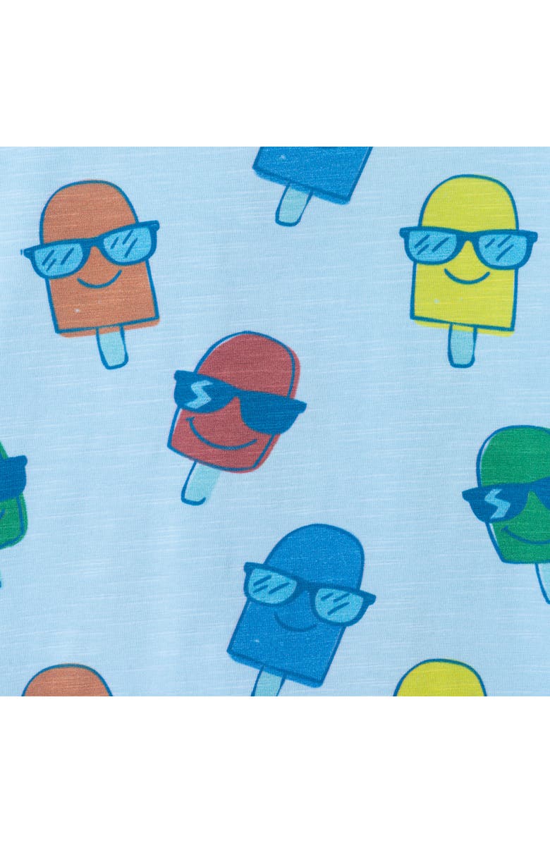 Andy & Evan Print Romper & Bib Set, Alternate, color, Blue Ice Pop