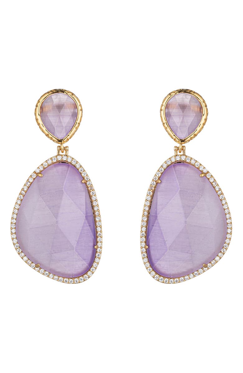 EYE CANDY LOS ANGELES Grace CZ Statement Drop Earrings, Main, color, Lavender