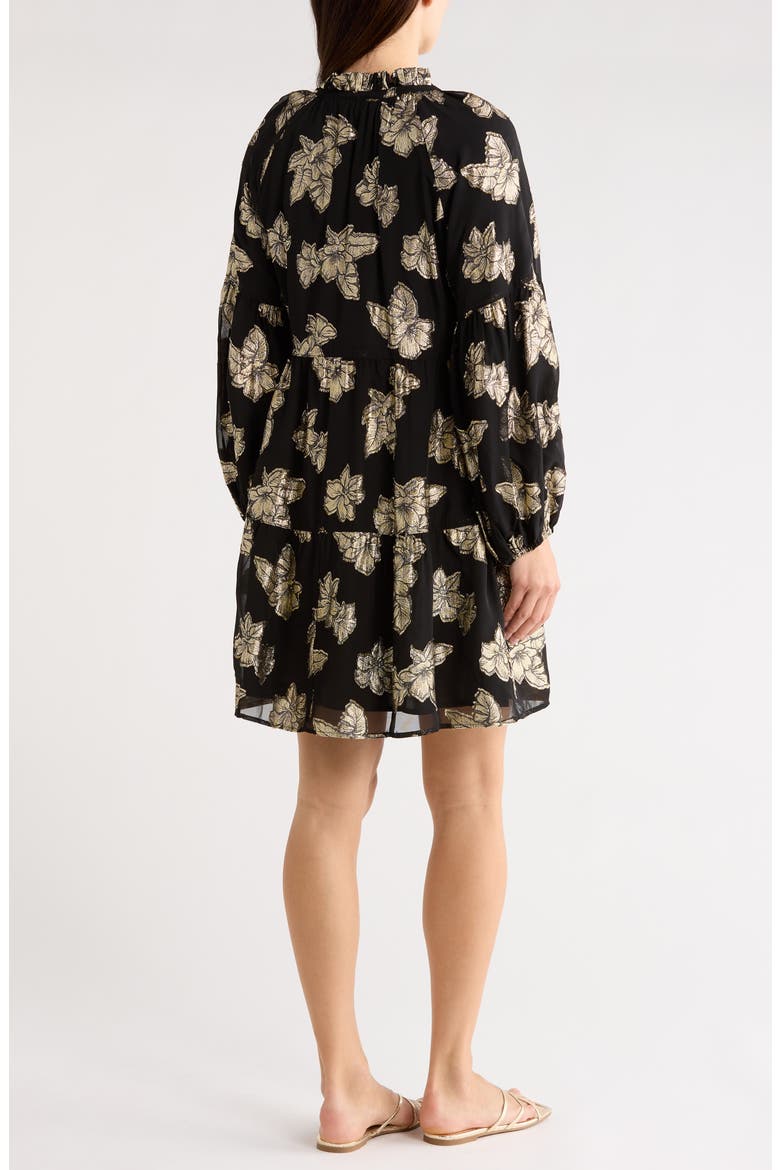 Shimmering Shores Long Sleeve Dress, Alternate, color, BLACK