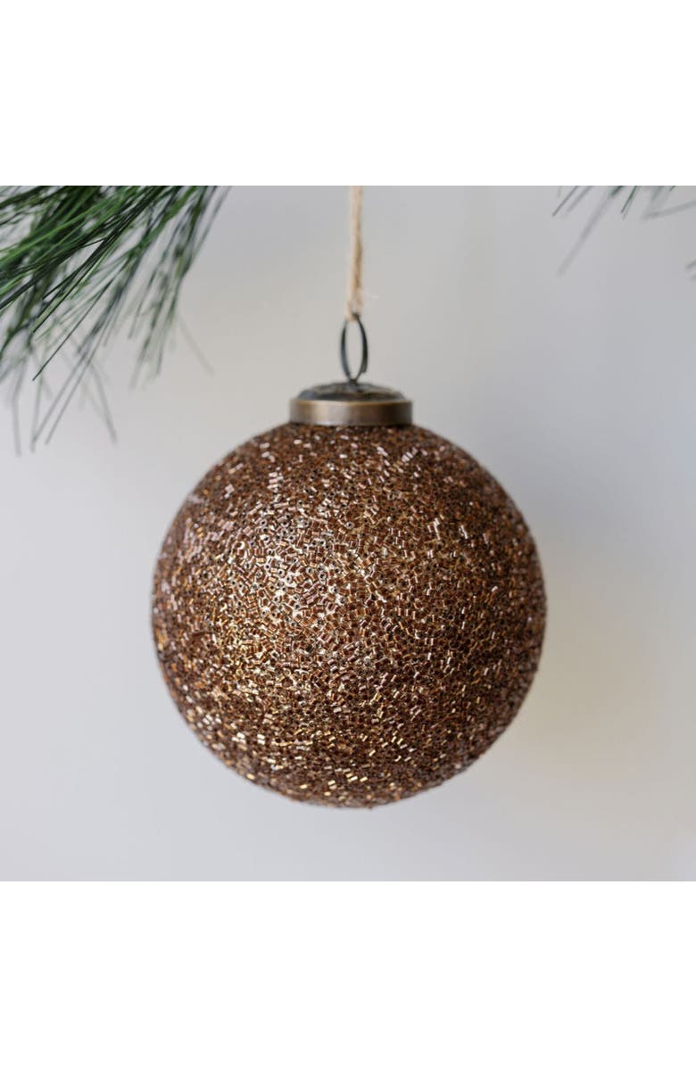 CG Hunter 4 inch Beaded Antique Bronze Glass Ornament, Main, color, 