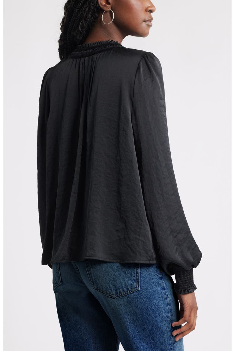 Pintuck Satin Top, Alternate, color, BLACK
