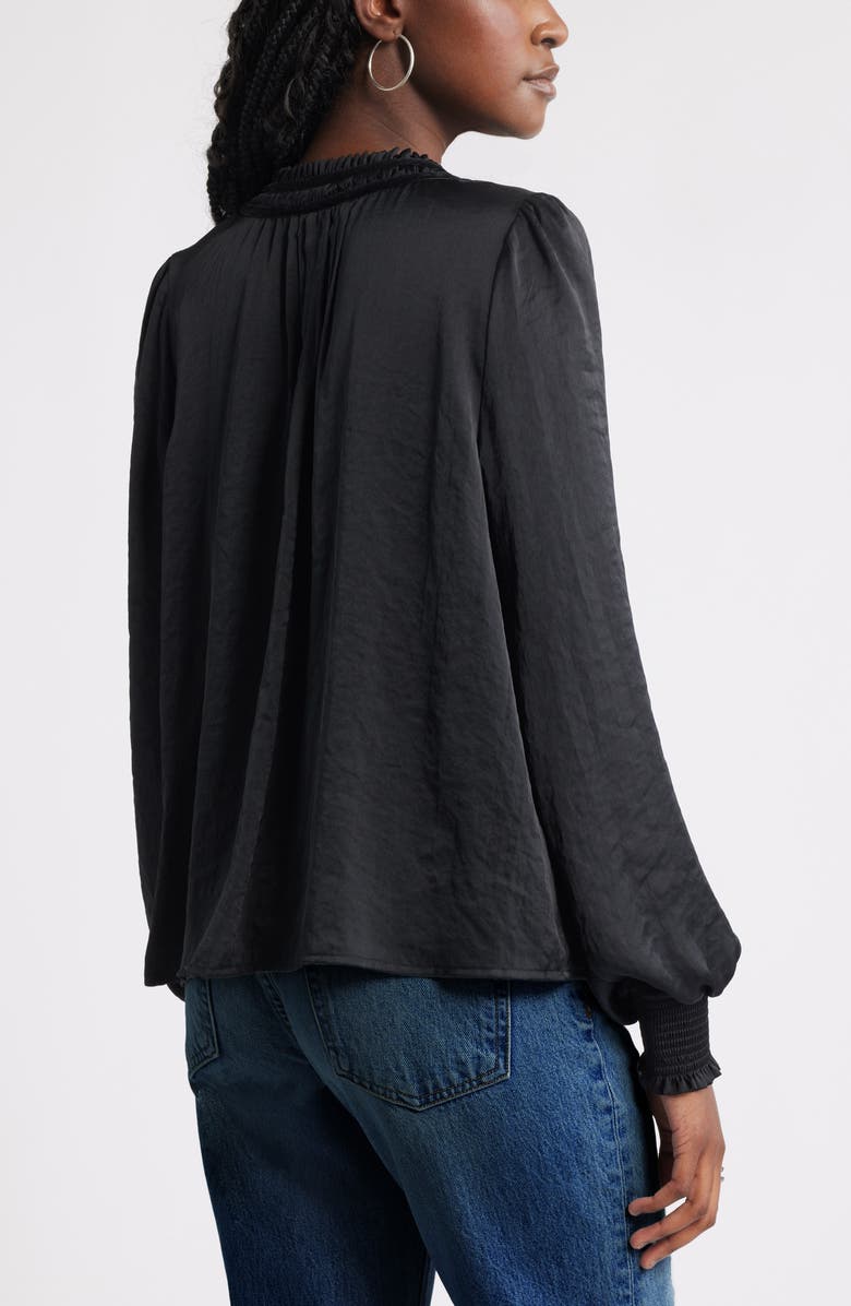 Treasure & Bond Pintuck Satin Top, Alternate, color, Black