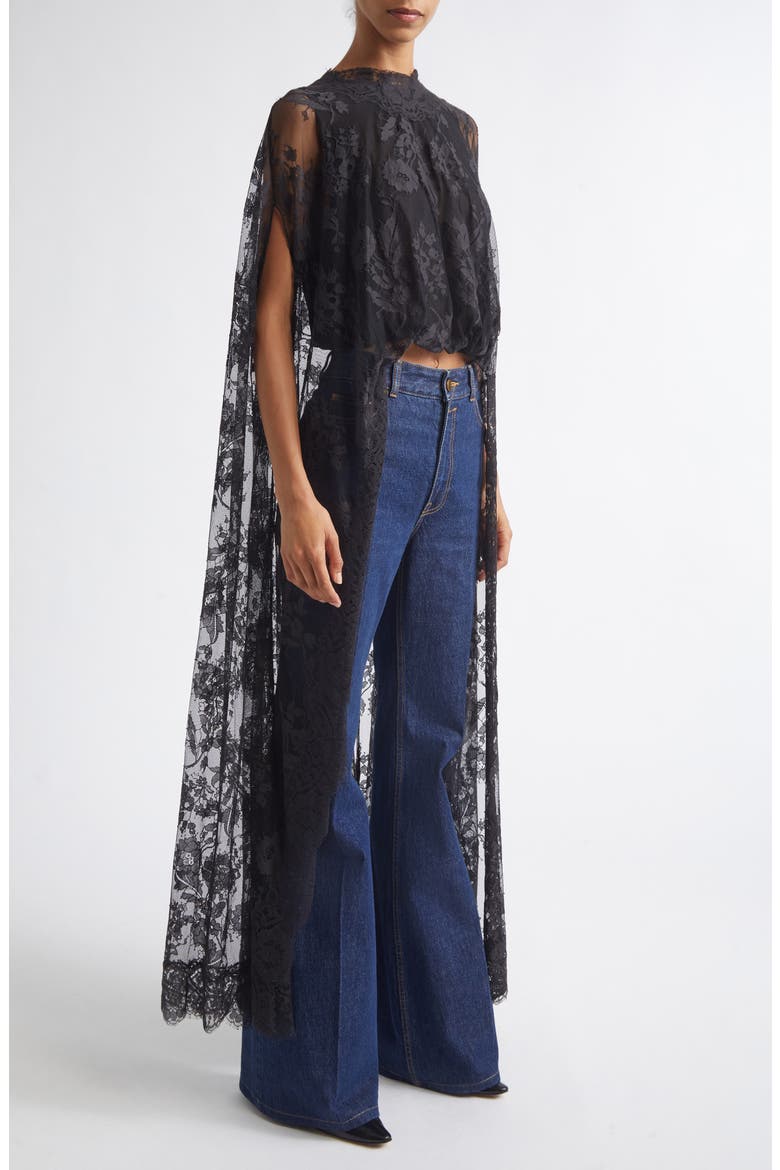 Valiant Lace Cape Top, Alternate, color, BLACK