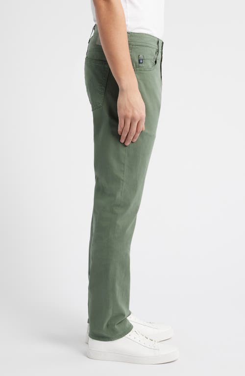 Ag Everett Sueded Stretch Sateen Slim Straight Leg Pants In Green
